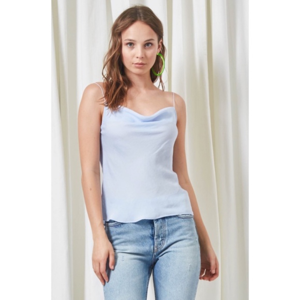 Silky Sky Blue Cowl Neck Cami